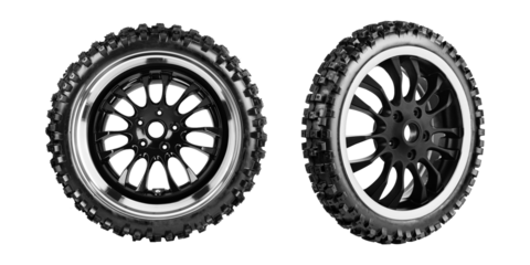 Motorcycle tire , scooter tire off-road and wheelset photo transparent on background.