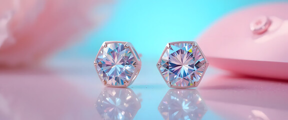 Elegant fashion jewelry display modern studio product photography soft pastel environment close-up view glamour concept