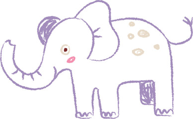 Crayon Elephant Childish Doodle