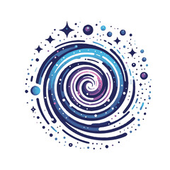 Abstract galaxy illustration in swirling blue and purple colors  