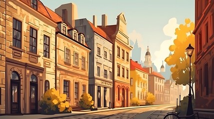 Fototapeta premium City Street in Autumn.