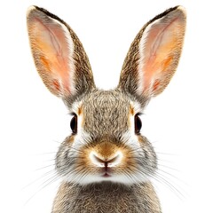 Obraz premium Detailed rabbit portrait with long ears on a clean white background