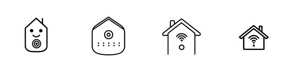 Fototapeta premium Smart home icons showcasing modern technology in home automation and connectivity options for enhanced living experiences