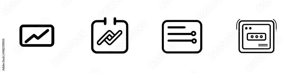 Poster vector illustration icons representing data visualization, scheduling, task management, and digital 