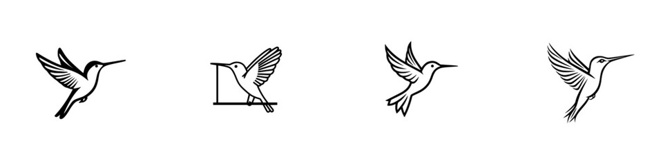 Obraz premium Vector illustration of hummingbirds in different flying poses suitable for design projects or educational materials