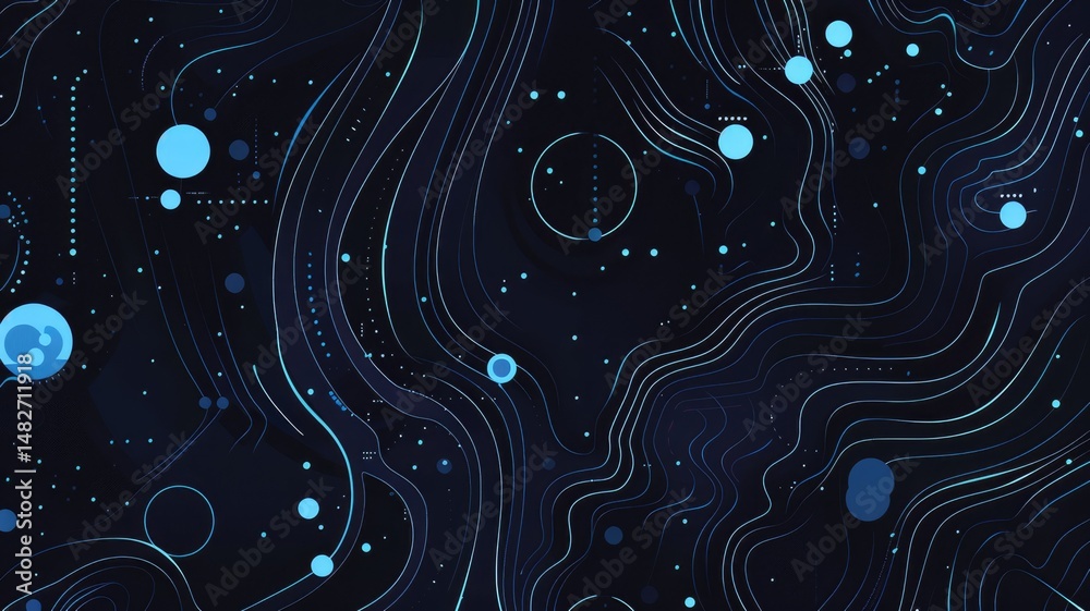 Poster abstract picture micro light sparkling particle represent data flow vivid flowing wave with high tec