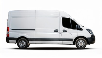 white delivery van isolated on white background cut out