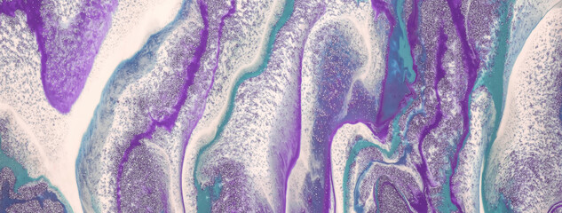 Abstract fluid art background purple and white colors. Liquid marble. Acrylic painting