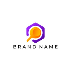 ILLUSTRATION CIRCLE HEXAGON SIMPLE GRADIENT PURPLE ORANGE COLOR TECH LOGO ICON MODERN SIMPLE TEMPLATE ELEMENT DESIGN VECTOR