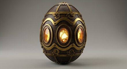 Steampunk Egg with Gears and Lights