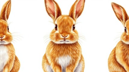 Fototapeta premium Cute orange rabbit, seamless pattern. Children's wallpaper. White background 