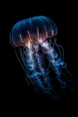 Jellyfish Against Black.