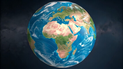 Fototapeta premium Detailed globe showcasing Earth continents and oceans, emphasizing vibrant colors and textures of land and water