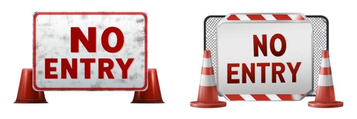  Set of a No entry sign, isolated on transparent background.
