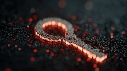 A cybersecurity concept with encryption and a key icon on a virtual interface, symbolizing data protection