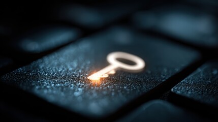 A cybersecurity concept with encryption and a key icon on a virtual interface, symbolizing data protection