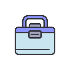 Charming Toolbox Icon With Handle And Clasp On Transparent Background