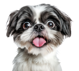 PNG Funny Shih Tzu dog close-up expression portrait animal.
