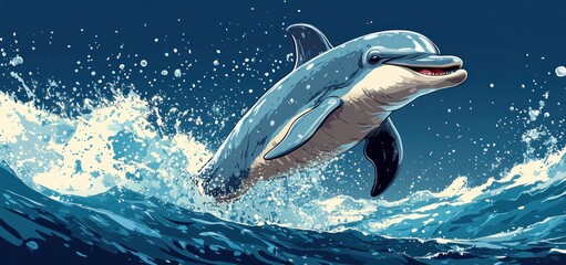 Fototapeta premium Oceanic Delight: A Dolphin's Leap of Joy