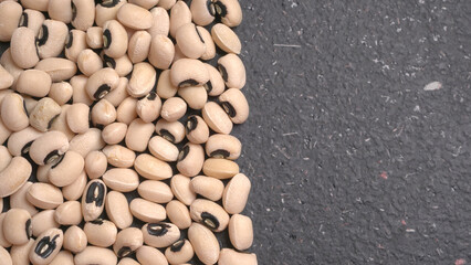 Uncooked black eyed peas. Health food concept.