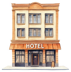 Fototapeta premium PNG Tall Hotel building hotel architecture illustration.
