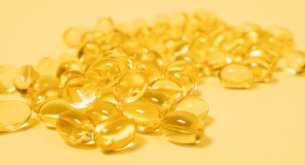 Supplement vitamin D yellow capsules