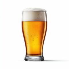 A tall pilsner glass filled with cold, golden beer with a generous foamy head, ideal for refreshment.