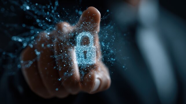 A businessman managing cybersecurity in a digital network, emphasizing compliance assurance and global security