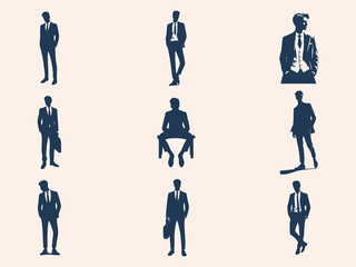 Silhouette Businessman in Stylish Suit Set
