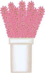 Beautiful idea and style of pink flowers in the grey ceramic vase for decorate in a home or flower shop.