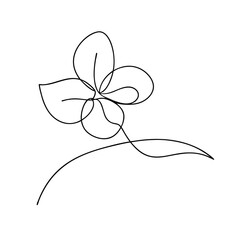 Delicate oneline drawing of a four petal flower with stem art