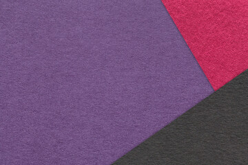 Fototapeta premium Texture craft violet paper background with purple and black border. Vintage lavender cardboard.