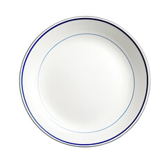 Simple white plate with navy blue rims