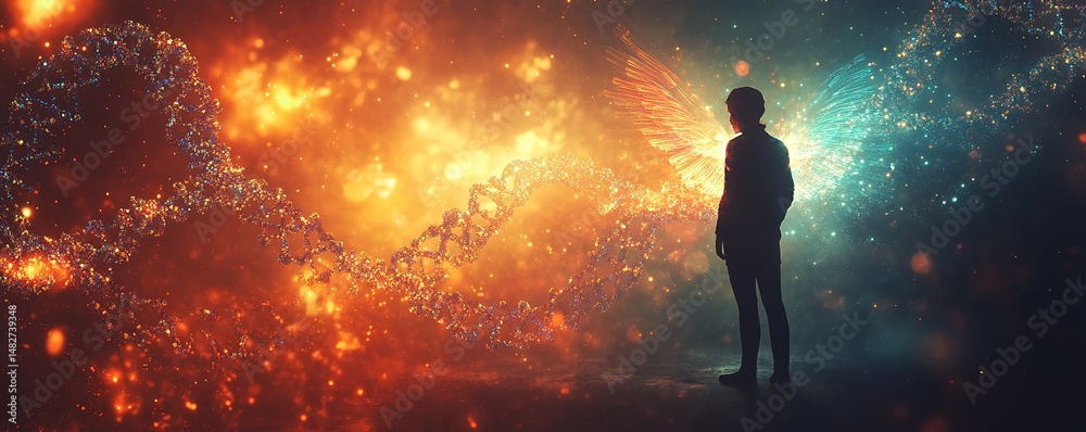 Wall mural ethereal transformation event cosmic realm digital art surreal environment side view metaphysical co