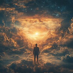 Obraz premium Exploration of cosmic realms surreal landscape digital art infinite space dreamlike perspective
