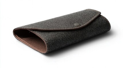glasses case with a magnetic closure, crafted from soft fabric, and detailed with fine stitching, isolated for a modern look.