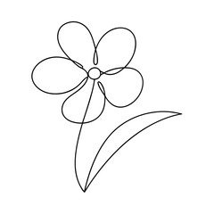 Simple One Line Daisy Flower Drawing in Black and White Minimalist Style