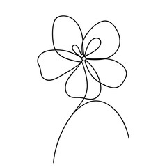 Elegant single line drawing of a flower with looping and connected petals