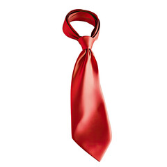 Red tie.  Silky, vibrant red tie, tied in a classic knot.  Glossy, elegant design