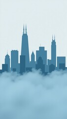 Obraz premium Foggy Morning View of San Francisco Skyline with Contemporary Building