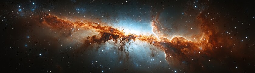 Galactic explosion cosmic nebula outer space digital art ethereal environment wide angle astronomy concept