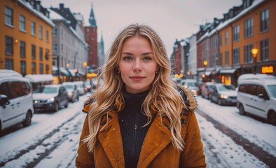Peeled orange is cut in half and shaped into an oval. The orange is placed on a white background
