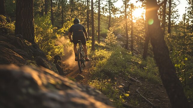 Golden Hour Mountain Biking: A Realistic Photo