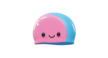 Fototapeta premium Cute Pink Blue Swim Cap Cartoon Design for Kids