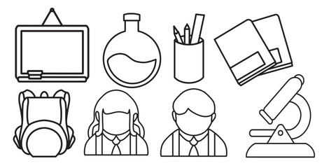 simple school icon. minimalist outline vector format. logos, stickers, merchandise, and user interface elements