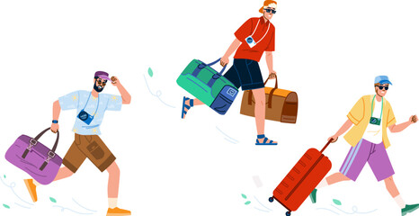 explore hurrying tourist man vector