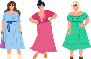style plus size dress woman vector