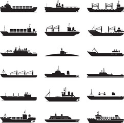 Obraz premium “Ship Silhouette SVG Bundle | Nautical Vessels, Pirate Ships & Cruise Clipart for Crafts & Decor”“Sailing & Sea Vessel Vector Pack | Maritime Ship Silhouettes for Logos, Stickers & Printables”