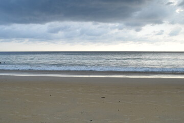 Karon beach in the evening, Phuket, Thailand. Cloudy weather.