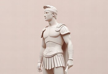 Roman gladiator statue on white background.